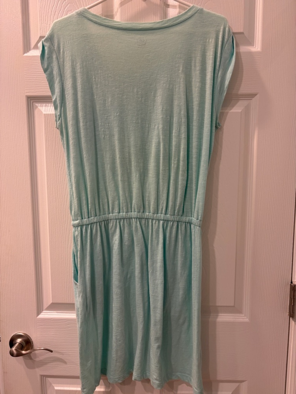 Loft Beach Light Aqua Drawstring Pocket Dress or Coverup Size Small - Picture 2 of 3